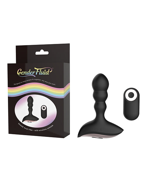 Gender Fluid Shake Anal Vibe w/Remote - Black by Gender Fluid