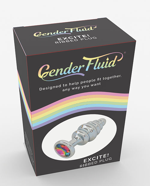 Gender Fluid Excite! Ribbed Plug - Silver by Gender Fluid