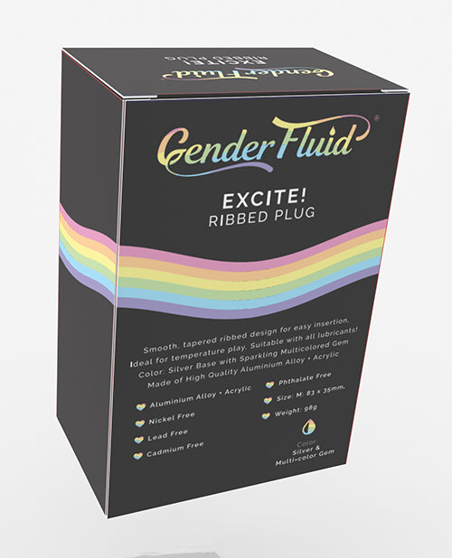 Gender Fluid Excite! Tapered Ribbed Anal Plug — Silver