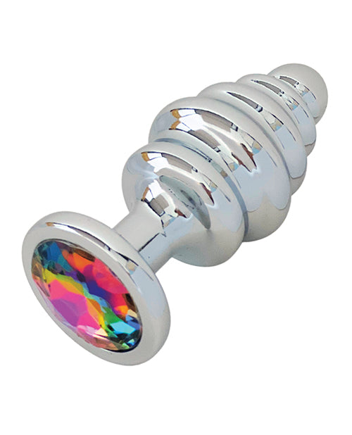 Gender Fluid Excite! Tapered Ribbed Anal Plug — Silver