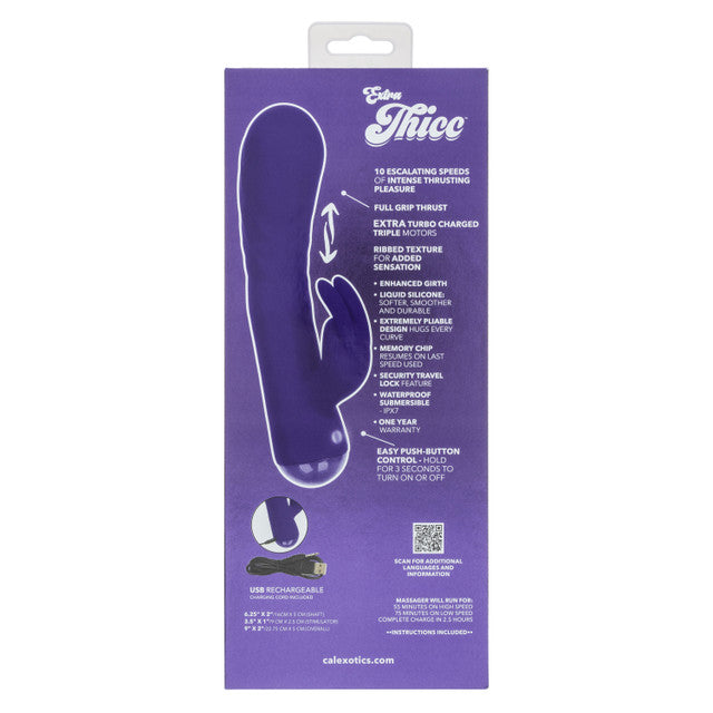 CalExotics Extra Thicc Chubby Deep-Thrust Bunny Vibrator — Purple, 9 in - SE0650803