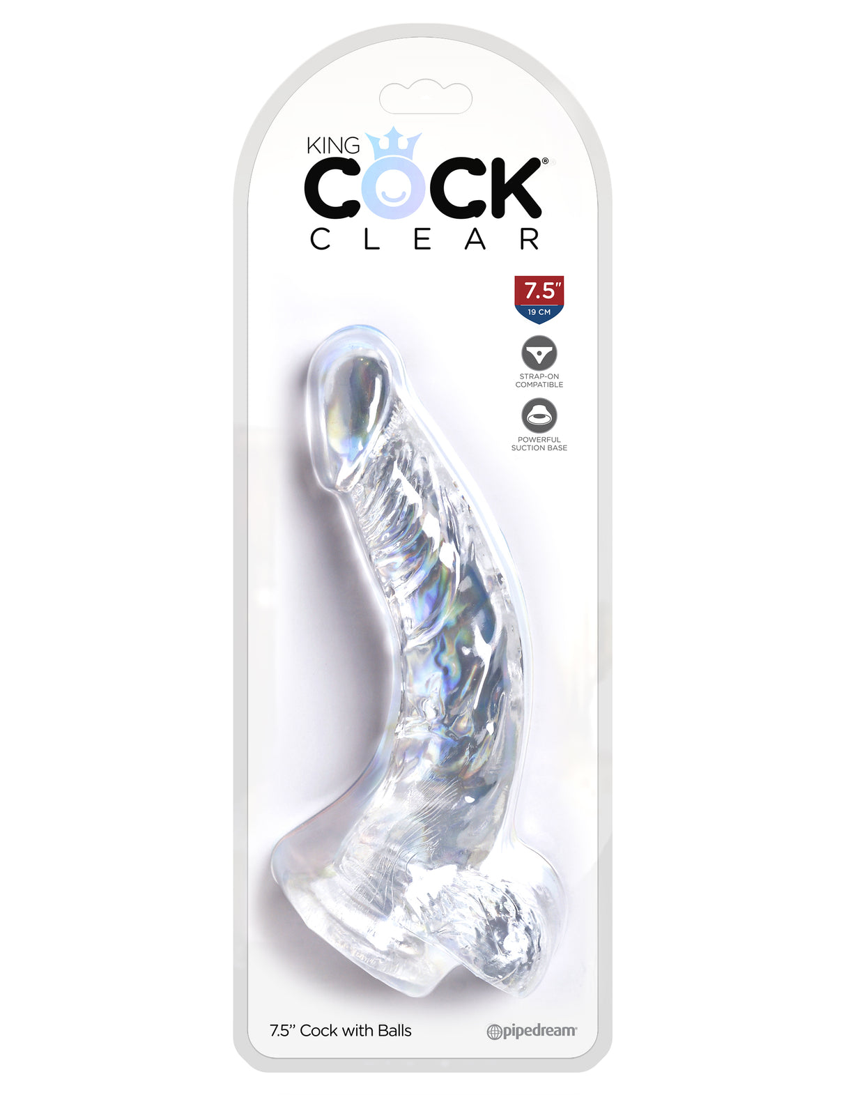 Pipedream King Cock Clear 7.5 Inch Dildo with Balls & Suction Base - PD5755-20
