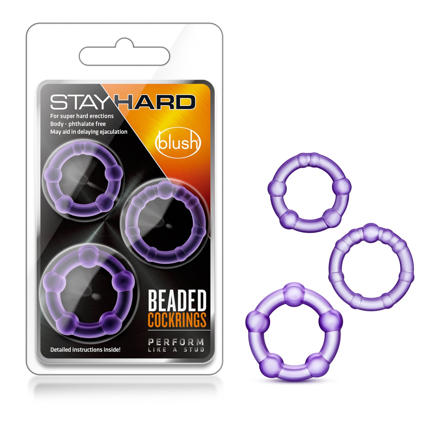 Stay Hard - Beaded Cock Rings - 3 Pack - Purple by Blush