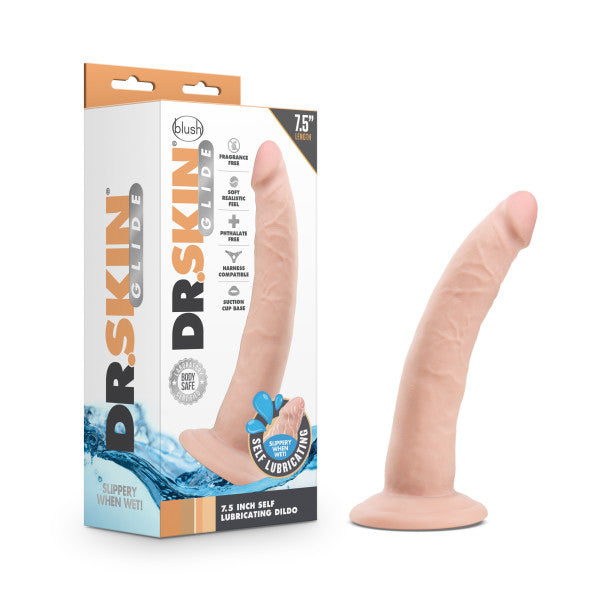 Blush Dr. Skin Glide 7.5 Inch Self-Lubricating Dildo — Vanilla - BL-12724
