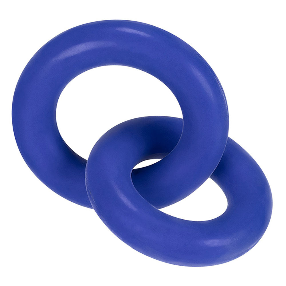 Oxballs Hunkyjunk Duo Linked Cock Ball Rings, Cobalt - OX-HUJ-104-CBL