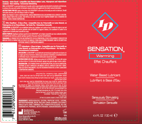 I.D. Lubricants I.D. Sensation Warming Water-Based Lubricant, 4.4 oz - ID-SNS-04