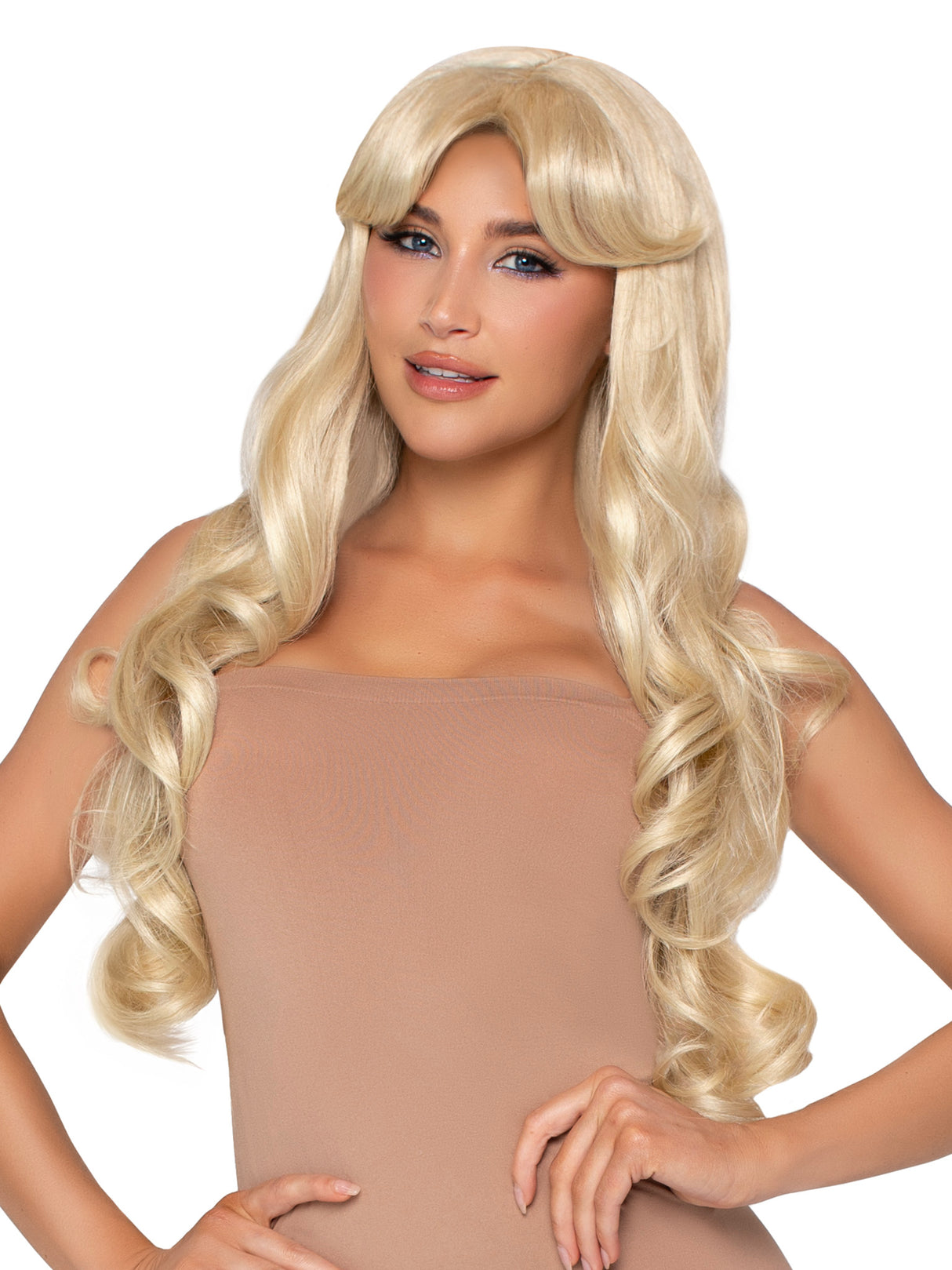 Leg Avenue 25" Wavy Curtain-Bang Wig — Blonde - LA-A2723