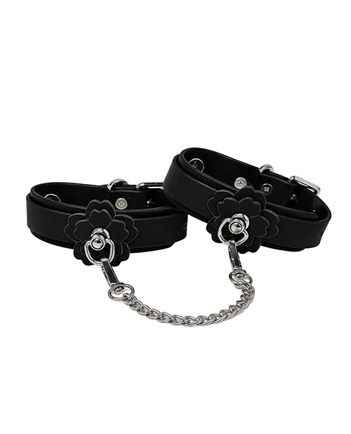 Heat Tease Flower Cuffs - Black/Pink by Pinkelephant