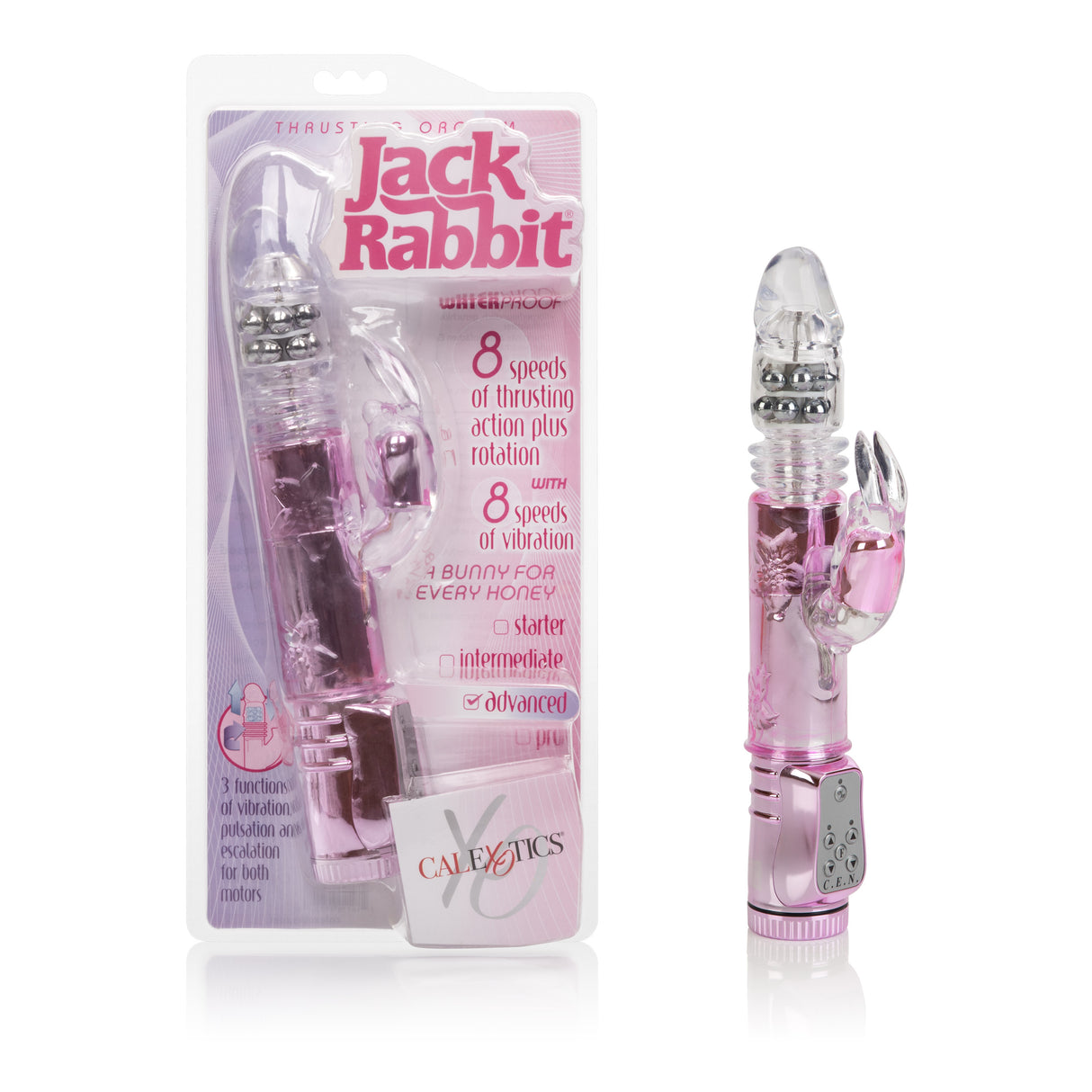 CalExotics Dual-Motor Thrusting Jack Rabbit Vibrator, Pink - SE0661003