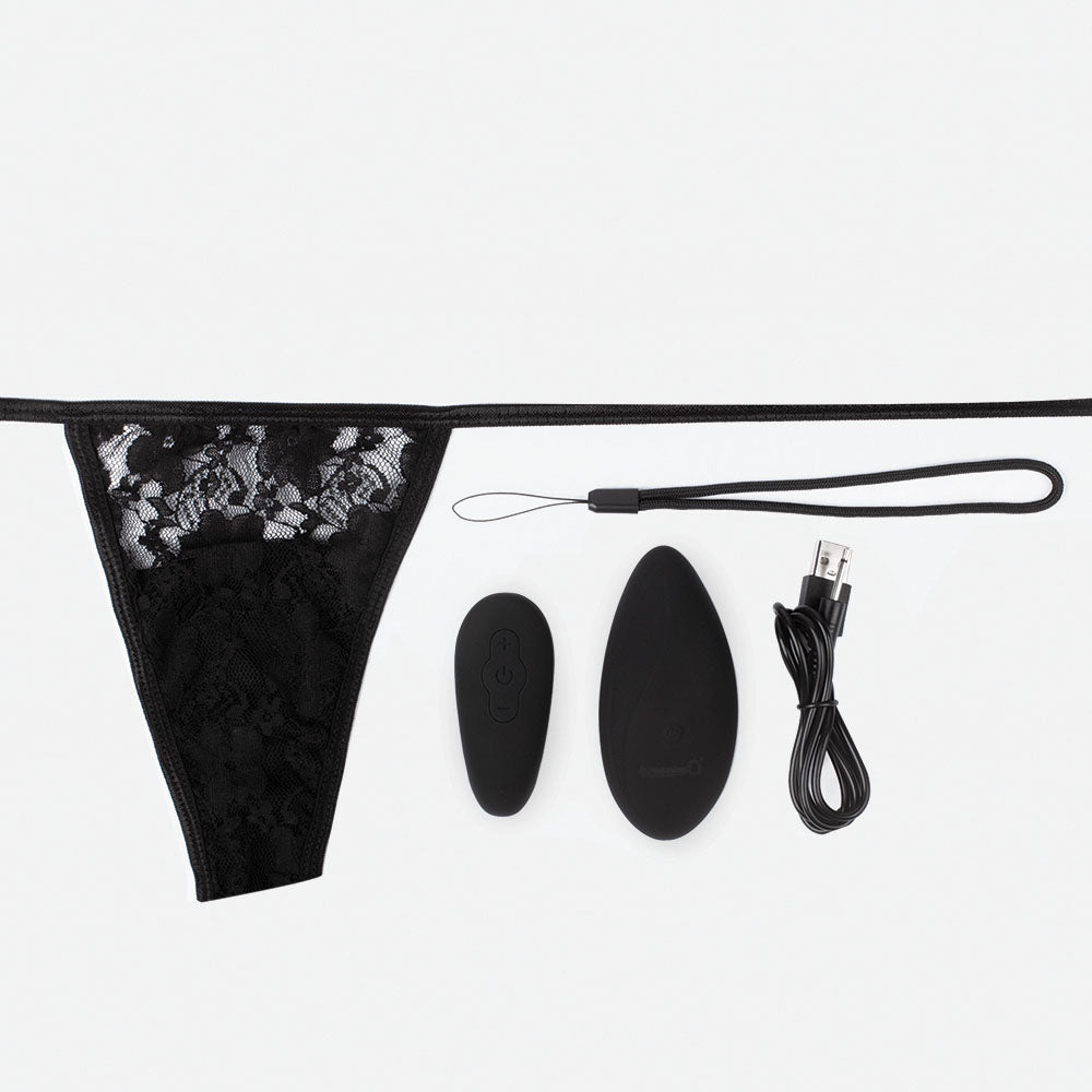 Screaming O Premium Remote Panty Set — Lace Side-Tie, Black - AEP-BLE