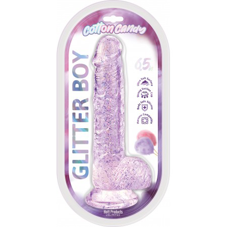 Hott Products Cotton Candy Glitter Boy 7in Suction Cup Dildo - Pink - HTP3791