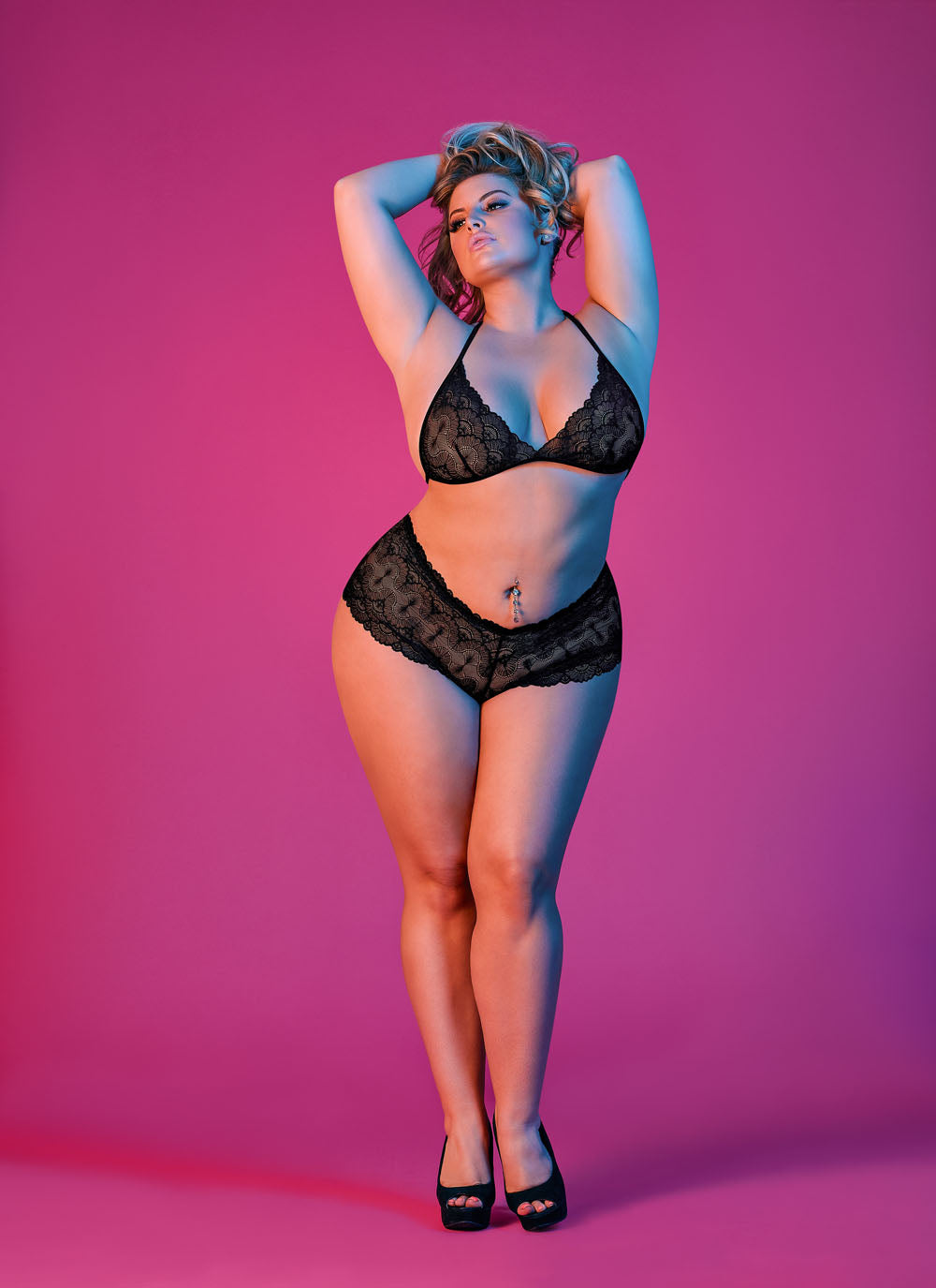 Sexy Time Triangle Bra and Cheeky Short Set - Black - S/m by Magic Silk