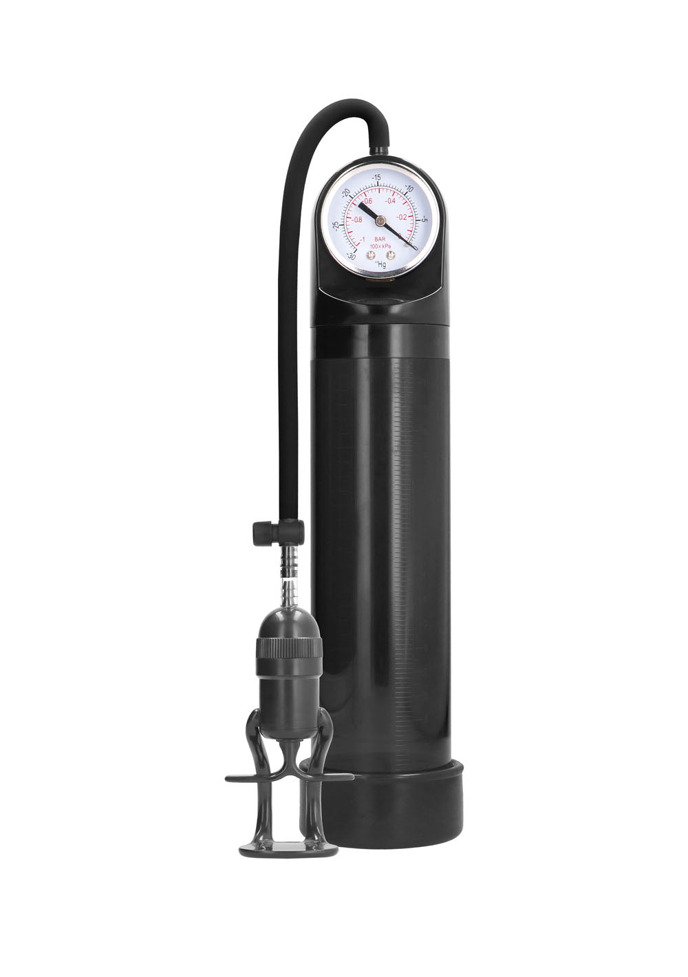 Shots Deluxe Pump with Advanced PSI Gauge — Black, 20cm Cylinder - PMP-PMP007BLK