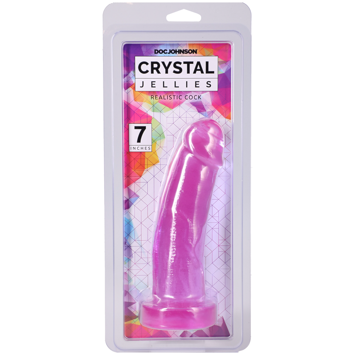 Doc Johnson Crystal Jellies Realistic Dildo — 6.75 in, Purple - DJ0288-44-CD