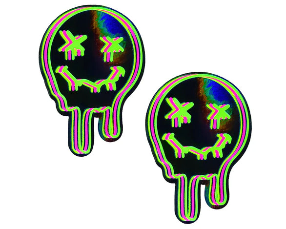 "Super Uv Trippy Face Neon Nipple Cover Pasties NN-NEO-TFA-BAD"