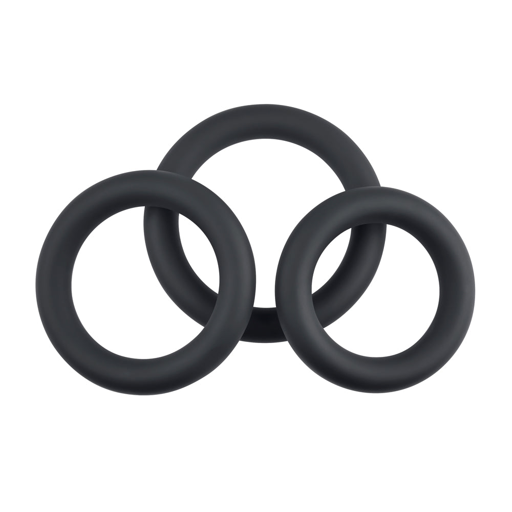 Evolved Novelties 3 Ring Circus — 3-Piece Silicone Cock Ring Set (Black) - SL-CR-3595-2