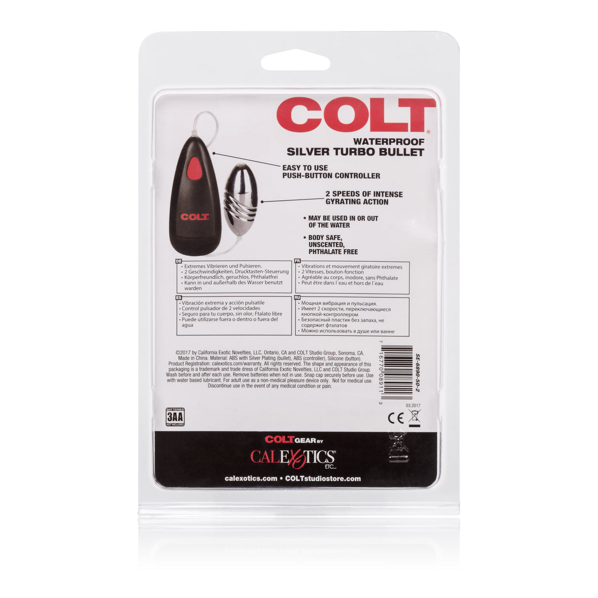 CalExotics Colt Silver Turbo Bullet Vibrator, Waterproof, 3 in - SE6890502