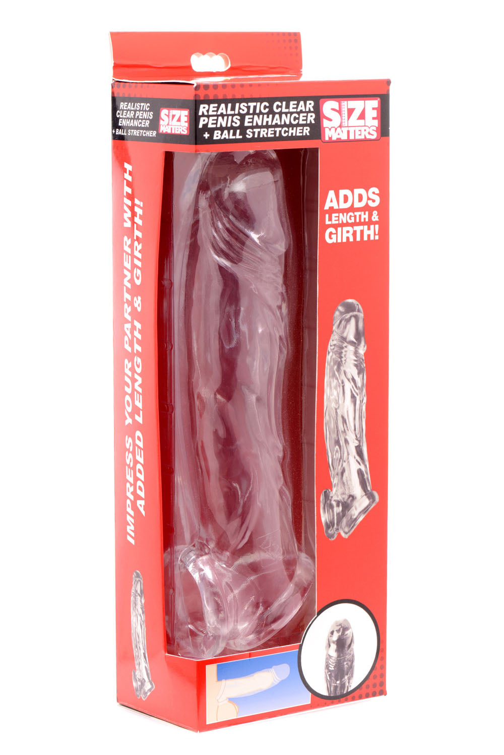 XR Brands Clear Realistic Penis Enhancer & Ball Stretcher - SM-AF697