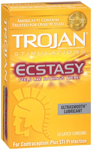 Paradise Marketing Trojan Ultra Ribbed Ecstasy Ultrasmooth Condoms, 10 Pack - TJ94732
