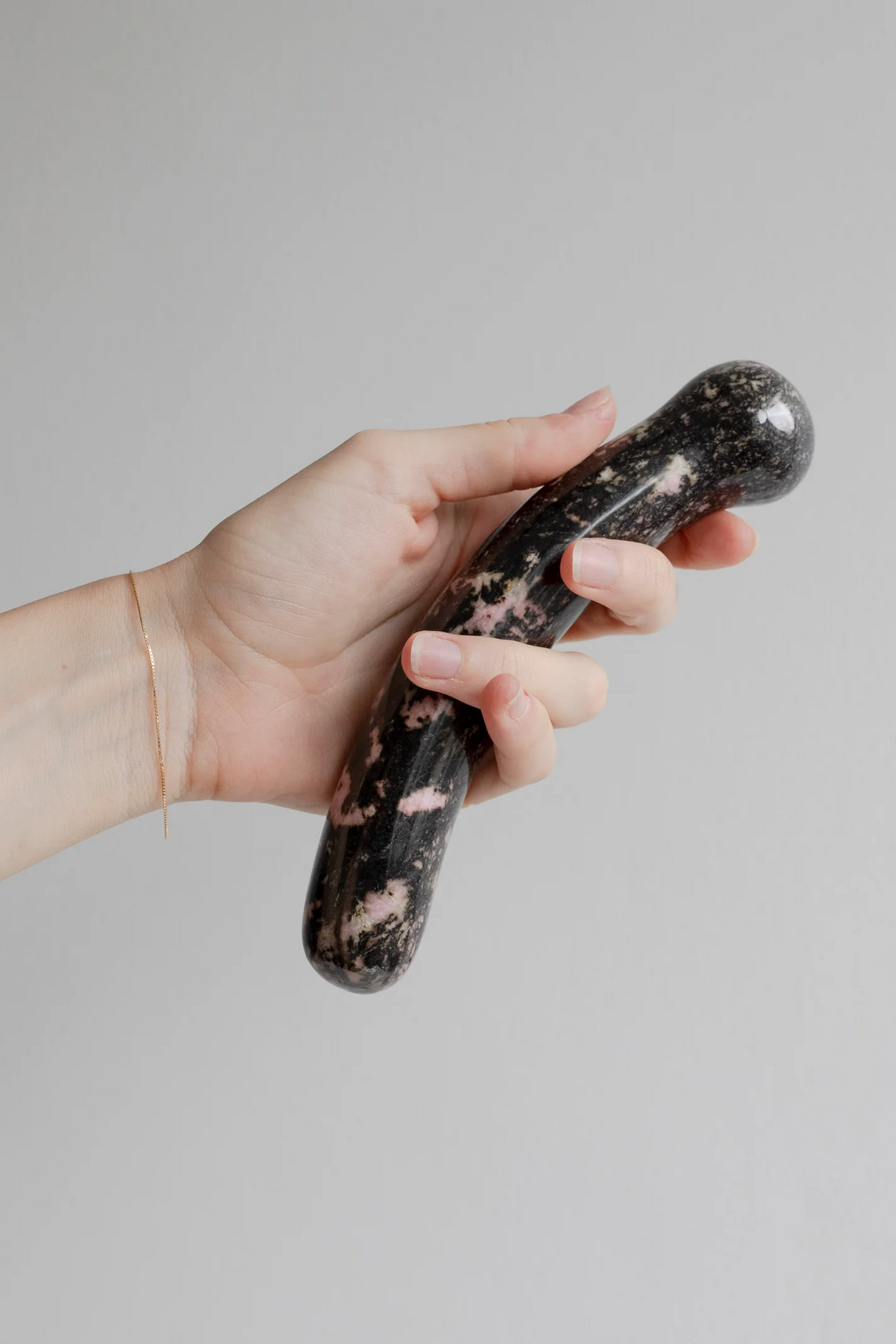 Chakrubs Anahata Curve Rhodonite Crystal — Pink/Gray/Black - CK8738