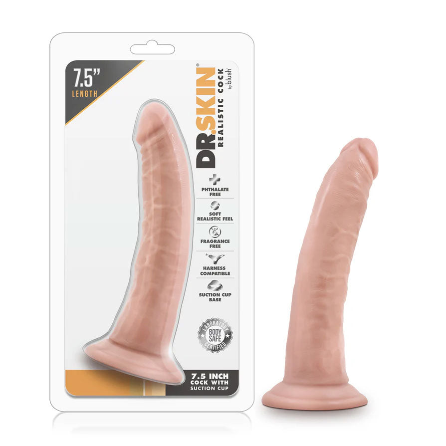 Dr. Skin 7.5 Inch Cock W / Suction Cup - Vanilla by Blush