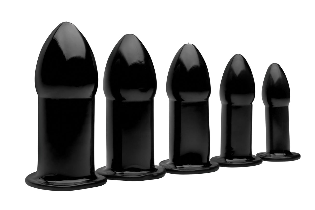 Master Series Premium Butt Plug Training Kit, 5-Piece TPE, Black - MS-AF927