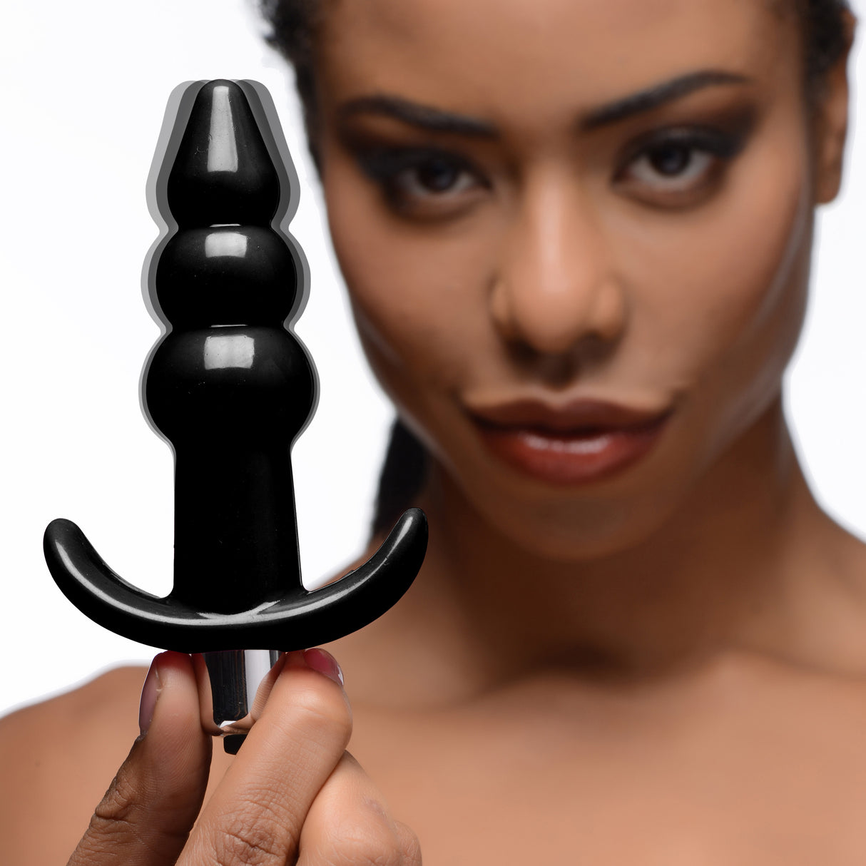 Frisky Ribbed Vibrating Butt Plug — Black, Bullet Included - 848518035134