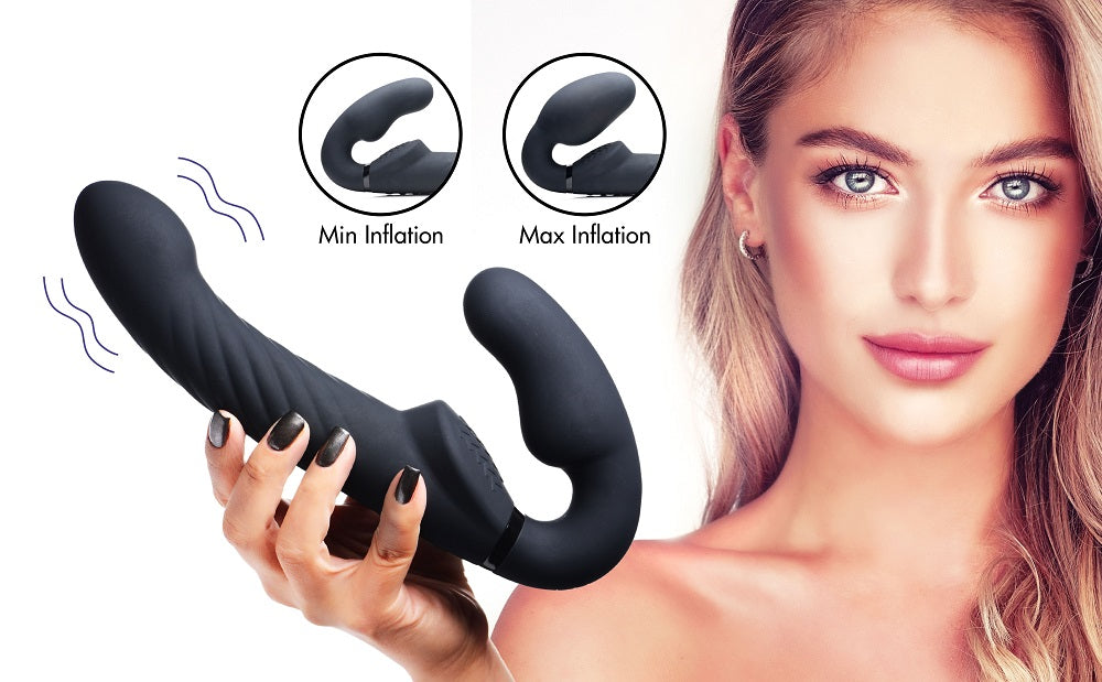 Ergo-Fit Twist Inflatable Vibrating Silicone Strapless Strap-on - by Strap U