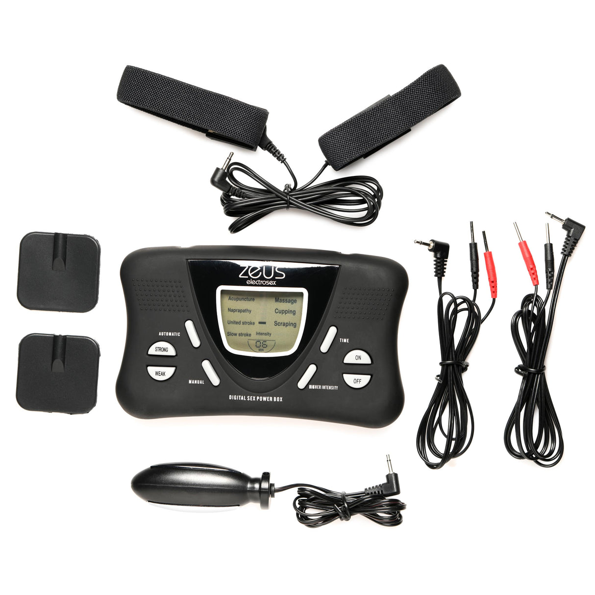 Zeus Electrosex Deluxe E-Stim Kit — Power Box, Plug & Leads - 848518049285