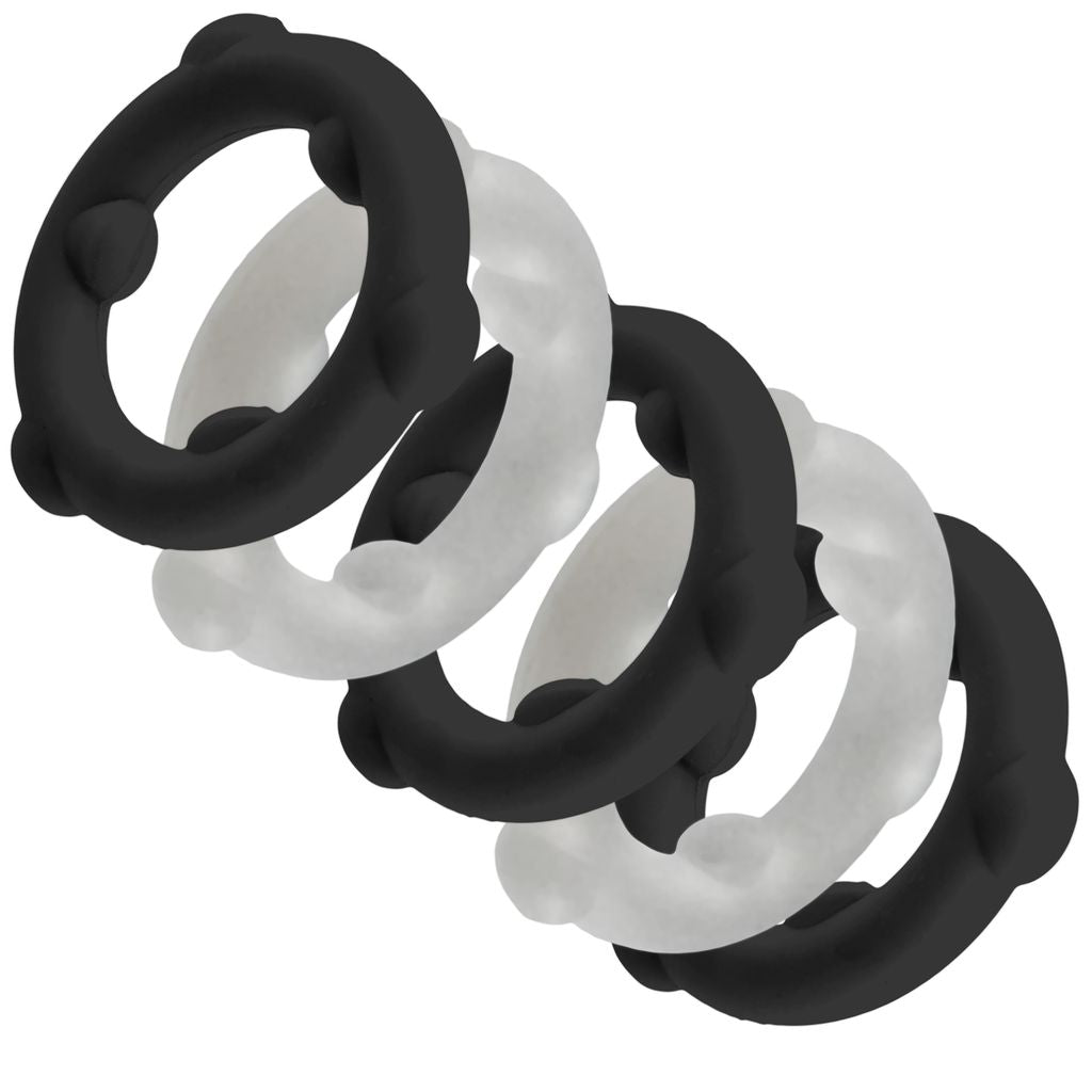 Oxballs Gearheads Cock Rings 5-Pack Black/Vapor - OX-3203-VPBK