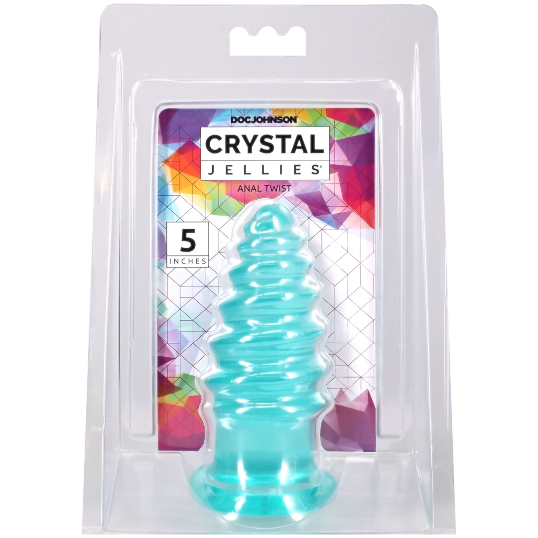 Doc Johnson Crystal Jellies Anal Twist — 5 Inch, Teal - DJ0289-10-CD