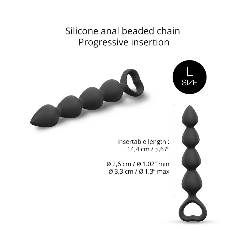Love to Love Bing Bang L Anal Beads — Black Onyx - LV2459