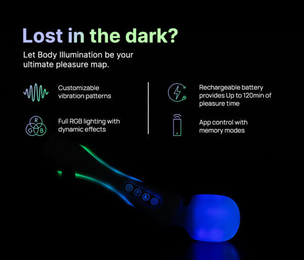 Illumination The Wand — Rechargeable Wand Vibrator with RGB Lighting - PM-P00542