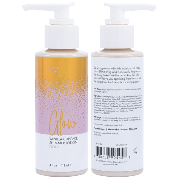 CG GLOW Gold Shimmer Lotion — Vanilla Cupcake, 4 oz (118 mL) - CGC1301-04