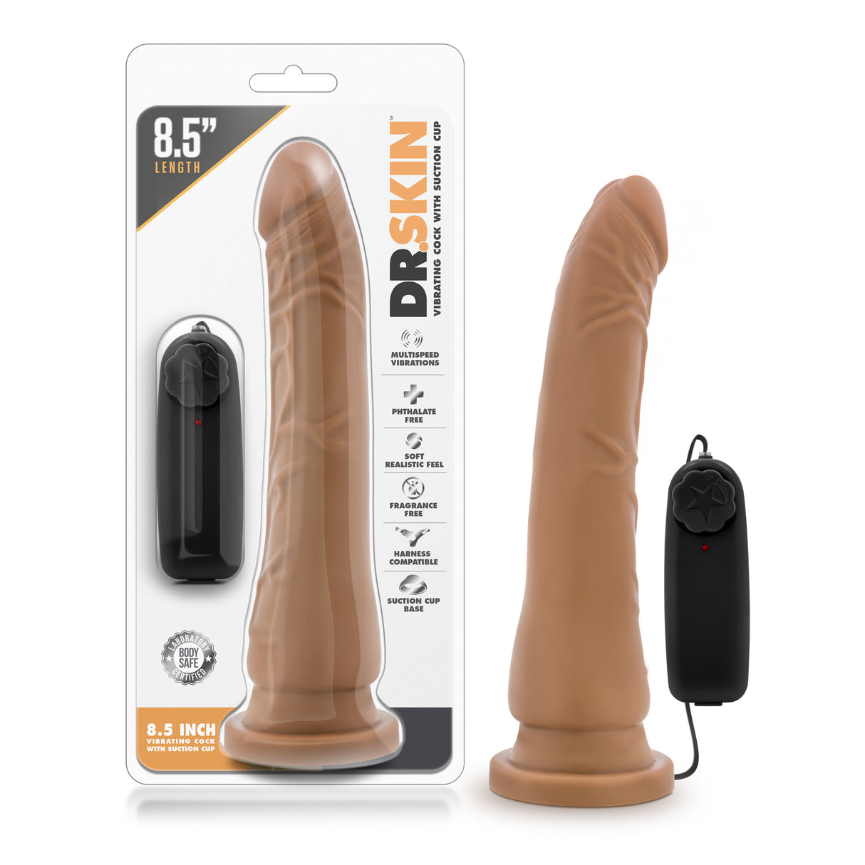 Blush Dr. Skin 8.5 Inch Vibrating Realistic Dildo - Mocha - BL-13057