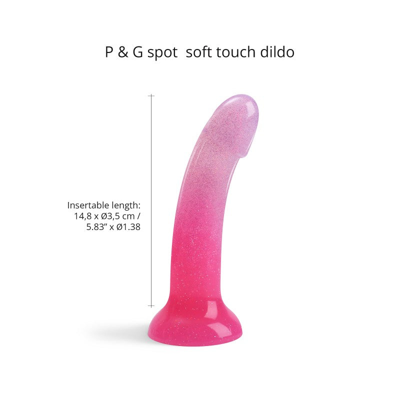 LOVE TO LOVE Dildolls Sunrise Curved Silicone Dildo — 14.8 cm, Pink Glitter - LV3081