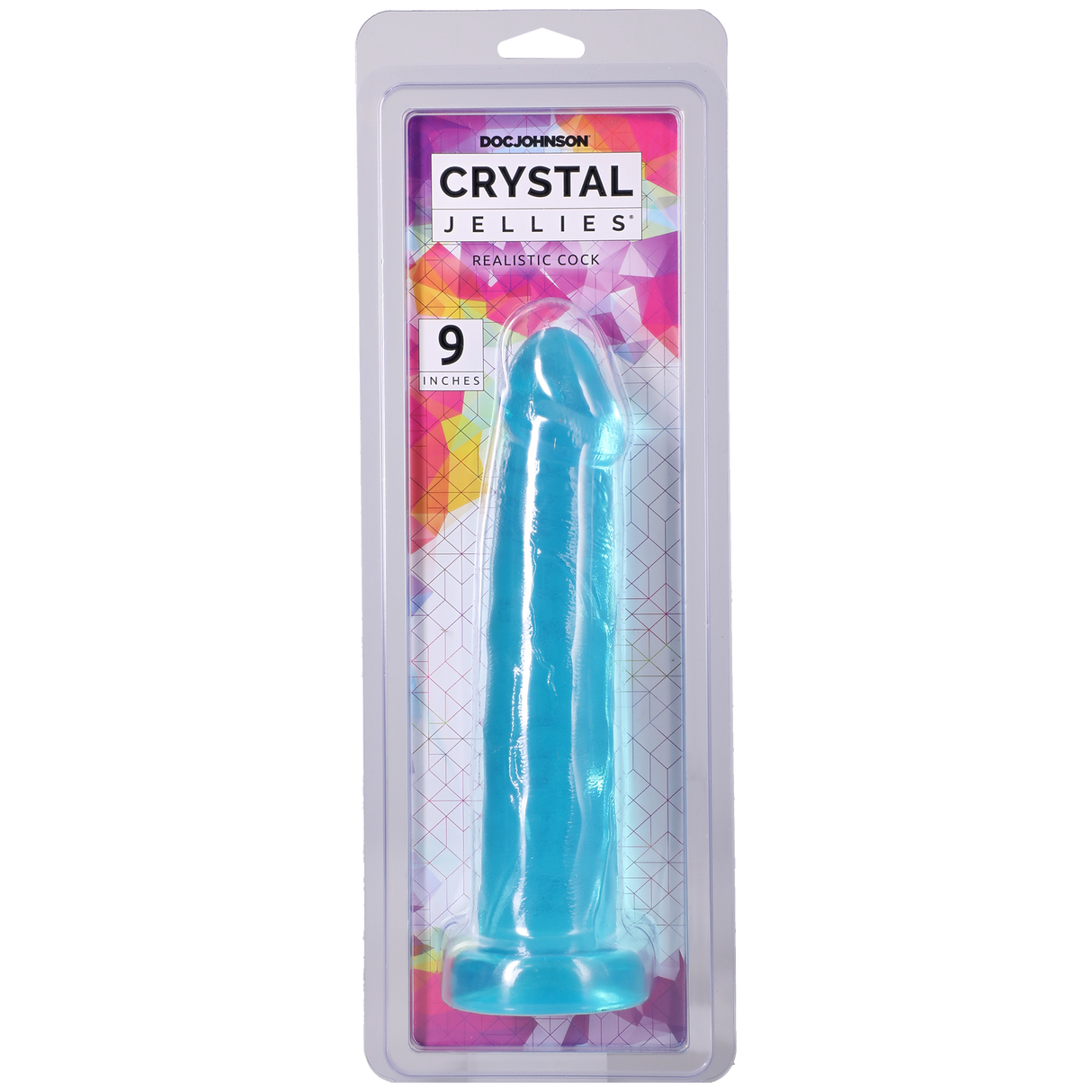 Doc Johnson Crystal Jellies Realistic Dildo — 9 Inch Teal - DJ0288-49-CD