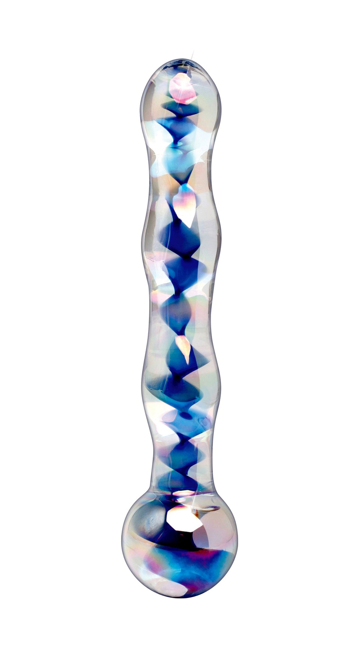 Pipedream Icicles No. 8 Glass Massager — 7" Clear/Blue - PD2908-00