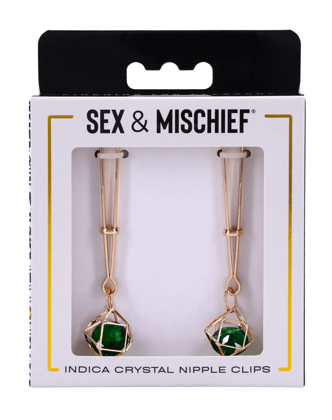 Sportsheets Indica Nipple Clips — Adjustable Tension, Green Gem - SS10218