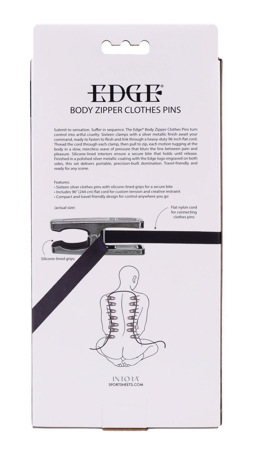 Sportsheets Edge Body Zipper Clothes Pins — 16 Silver-Plated Clamps - SP0337