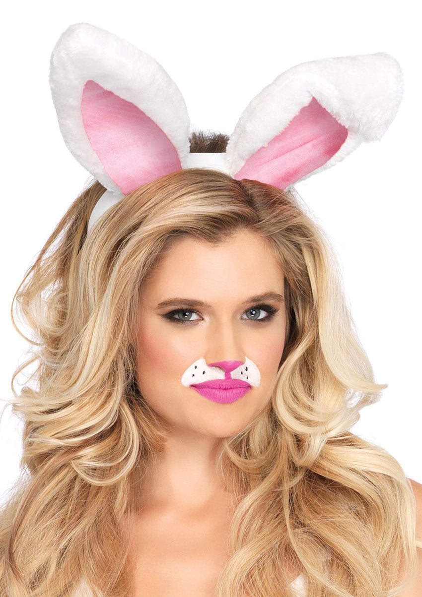 Leg Avenue Plush Bunny Rabbit Ears Headband — White - LA-A2811WHT