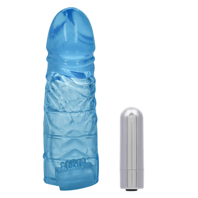 Up Extended It Up Vibrating Extension Sleeve - Blue Rechargeable by CalExotics