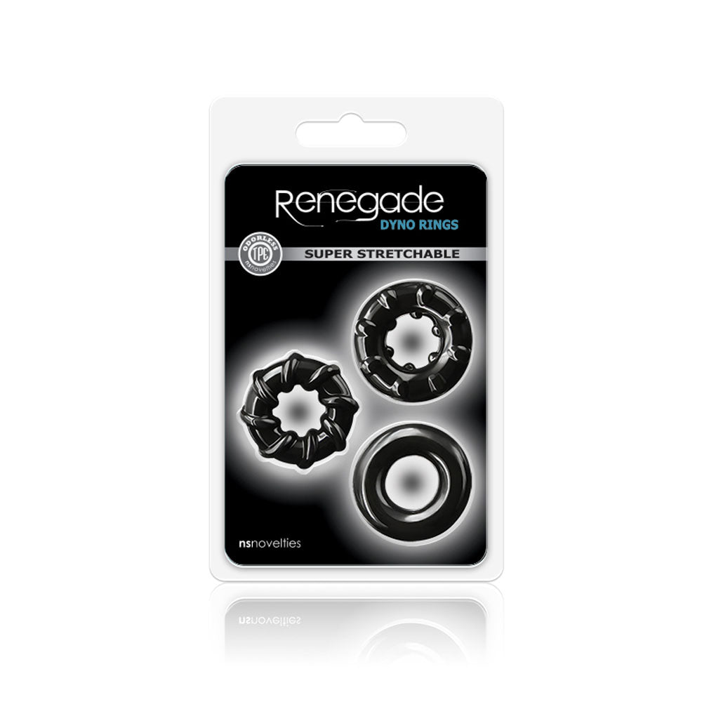 nsnovelties Renegade Dyno Rings — Black, Stretchy TPE - NSN-1111-33