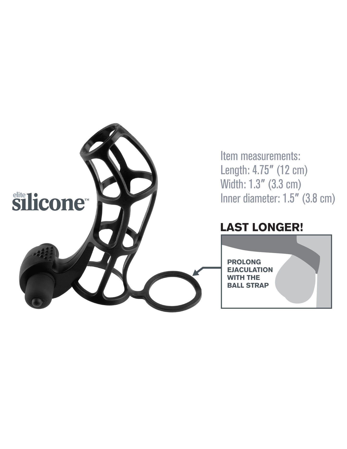 Fantasy X-Tensions Deluxe Silicone Power Cage - Black by Pipedream