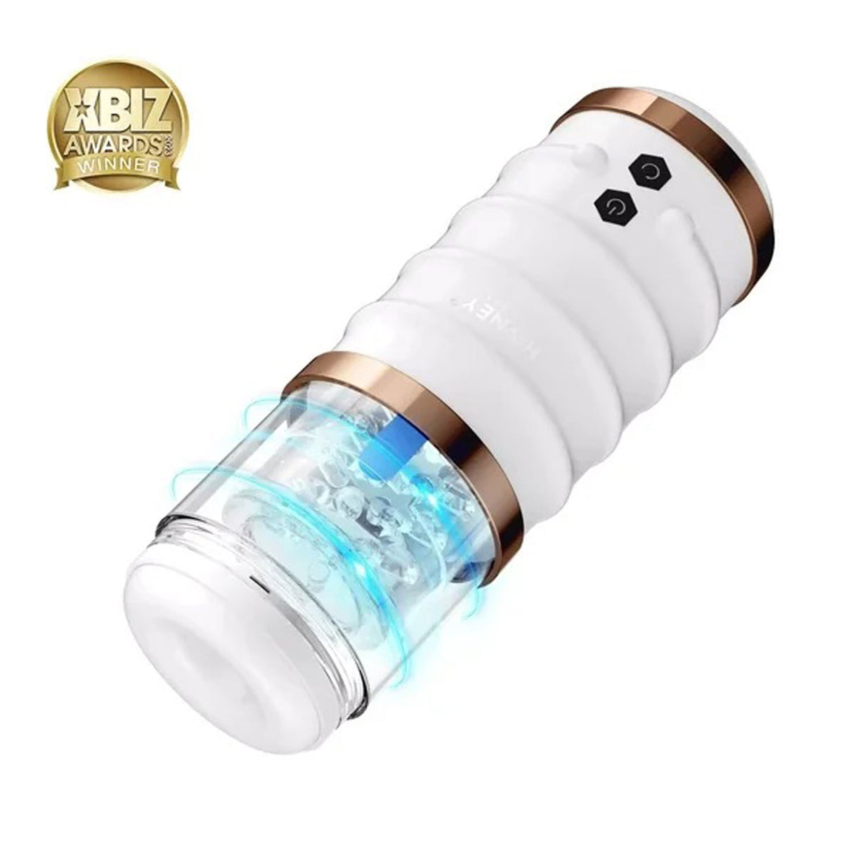 Honey Play Box Warrior Thrusting Male Masturbator — White, USB Rechargeable - H-AC-22-868WH
