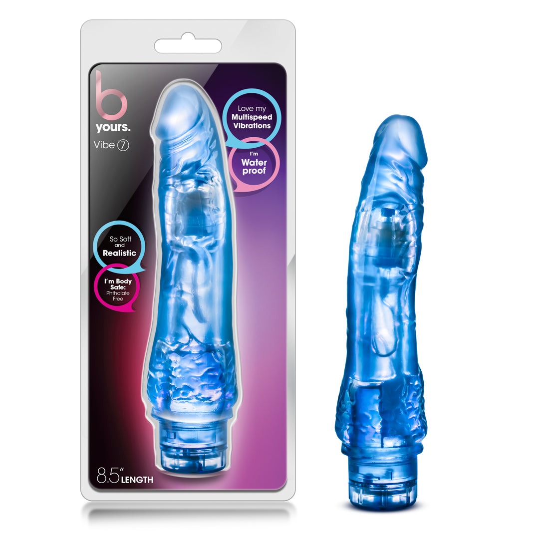 Blush B Yours Vibe 7 Vibrator — 8.5 in, Blue - BL-11322