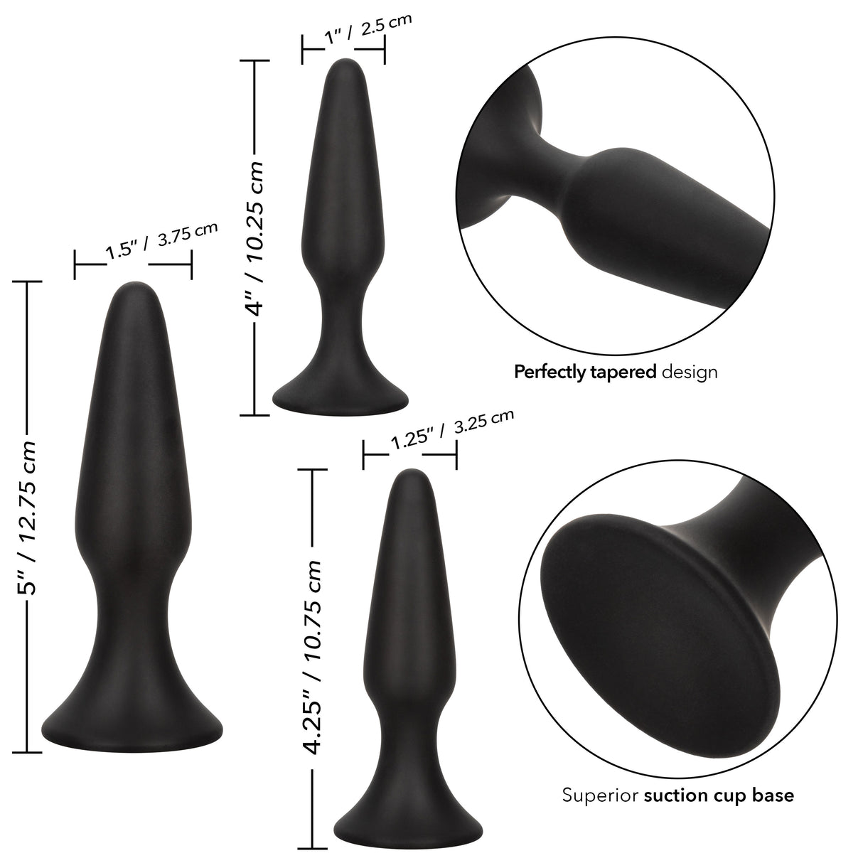 CalExotics Colt Silicone Anal Trainer Kit — 3 Graduated Plugs - SE6871053