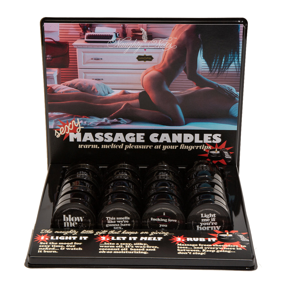 Kama Sutra Massage Candle Prepack Display, 4 x 2 oz - KS14300