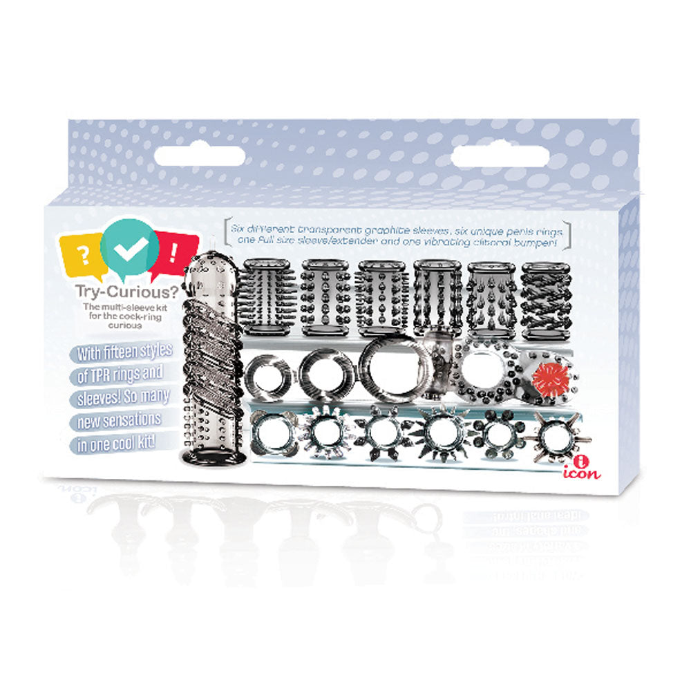 The 9's Try-Curious Cock Ring and Sleeve Set by Icon Brands