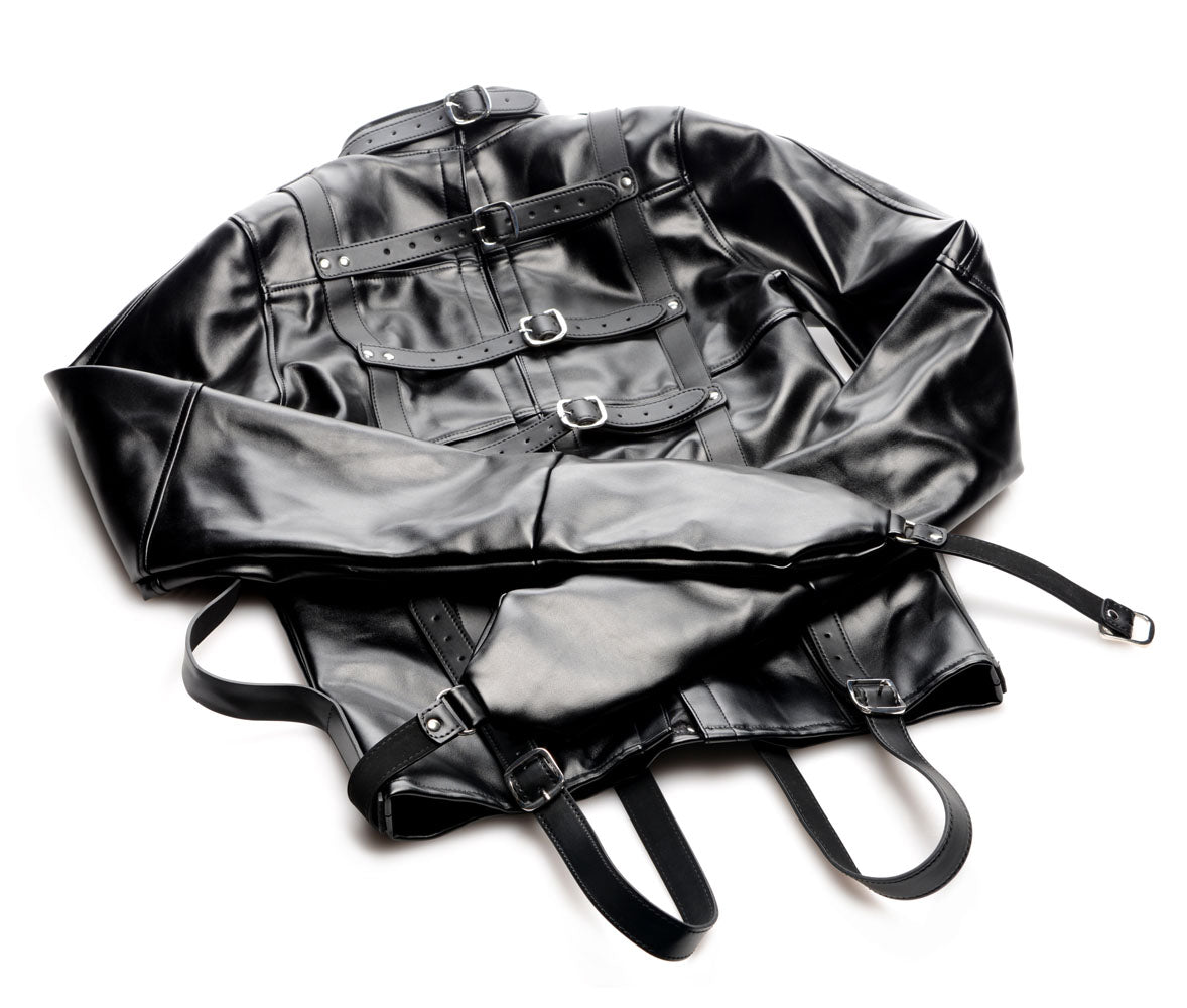 XR Brands Straight Jacket — Large, Unisex Leather-Like Restraint - STR-AF569-LRG